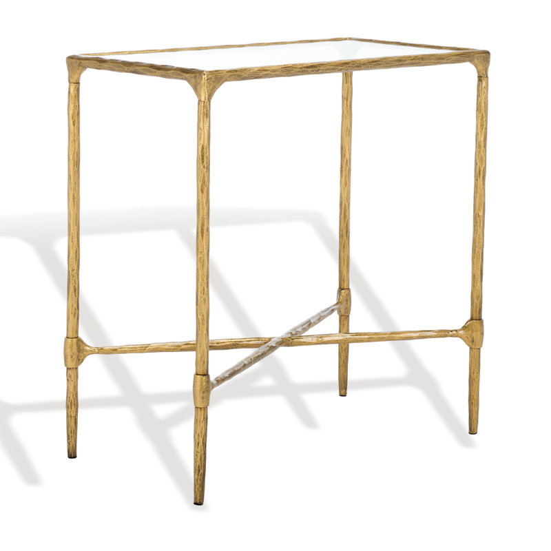 Isabellina Metal and Glass Accent Table, Brass