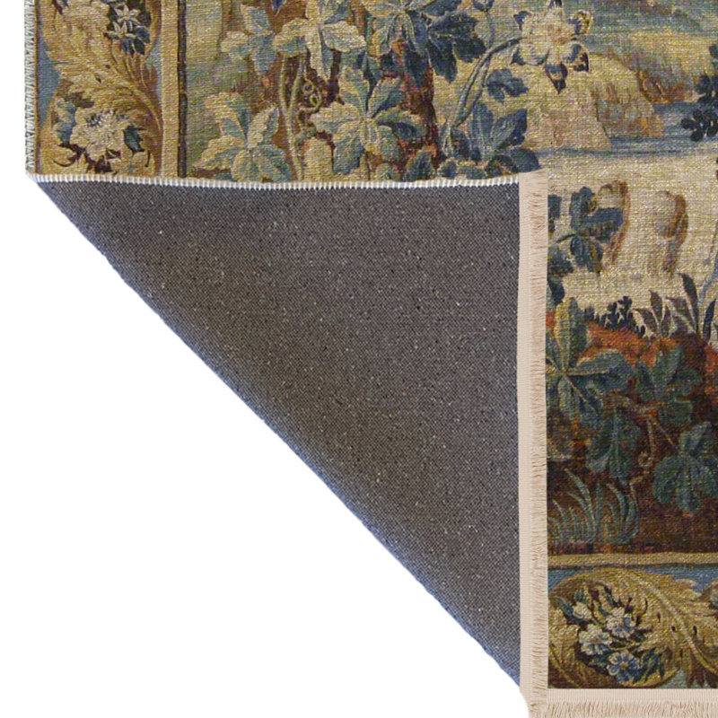 Tapis décoratif multicolore à motif de rivière et de cigogne, Rectangle 2 pi 8 po x 5 pi