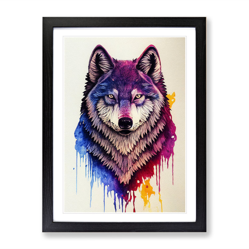 Painted Wolf No.5 - Print, Black Framed, No Matte, 64cm H x 46cm W