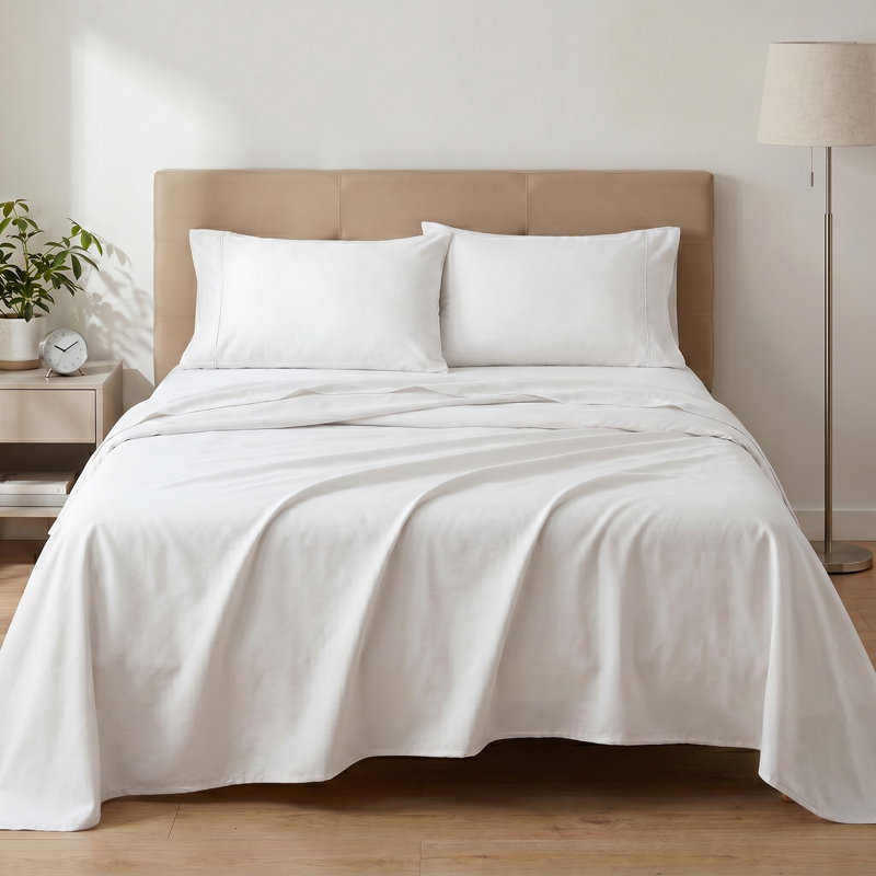 Ensemble de draps fendus hypoallergéniques, Ensemble de draps pour taille de lit grand avec tr, Blanc