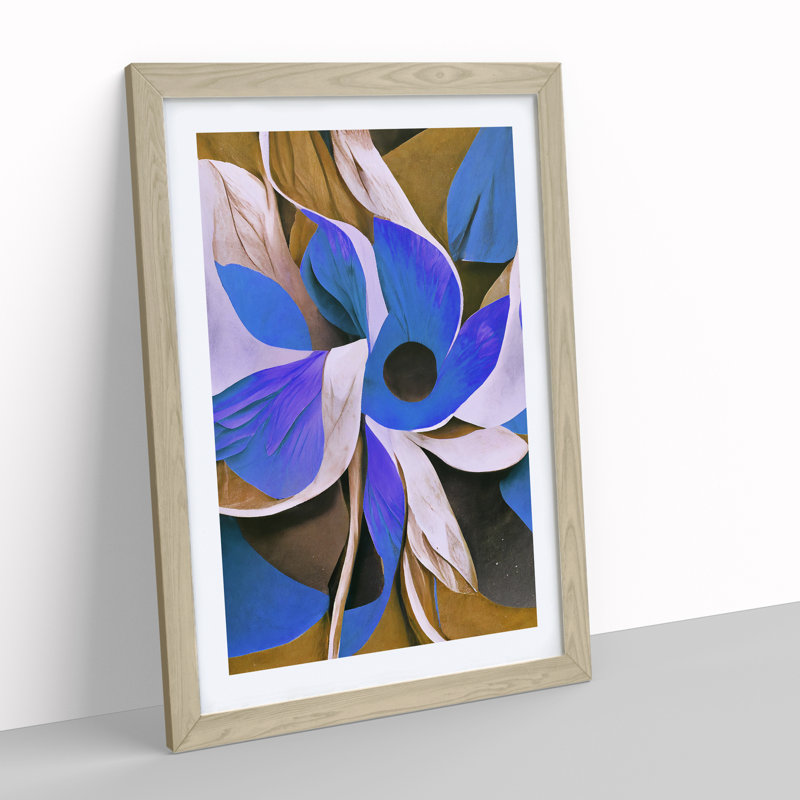 Abstract Floral Art No.5 - Framed Print, 64cm H x 46cm W x 2cm D, Oak