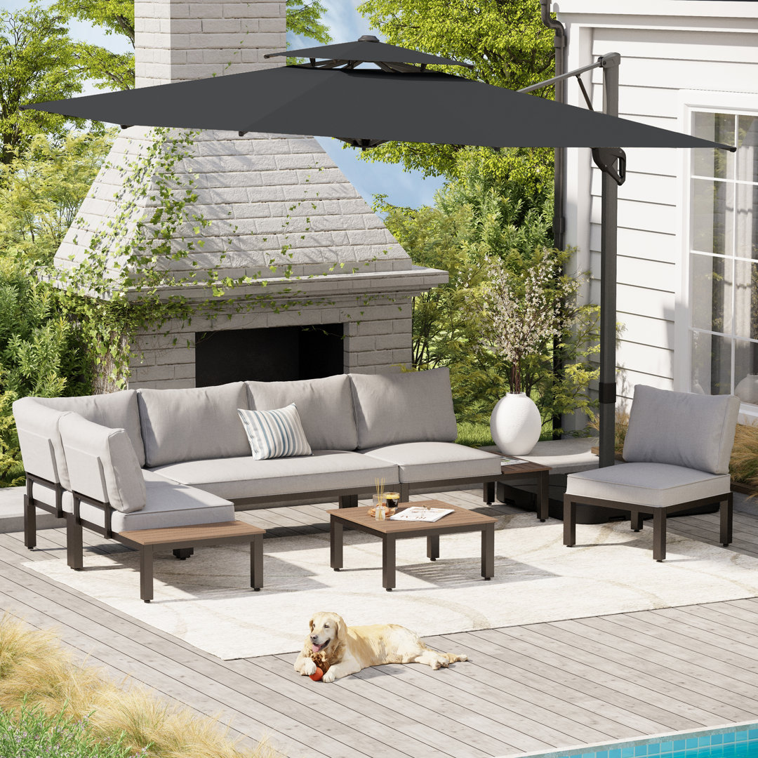 Stefannie 120'' Cantilever Umbrella with Crank Lift , Base Included Arlmont & Co. Fabric 