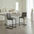 Gray Faux Leather Bar Stool With Vertical Tufted Backrest - Sturdy Black Metal Frame Counter Height Seating With Footrest For Kitchen Island, Home Bar & Dining Space,2 Sets-1306380811