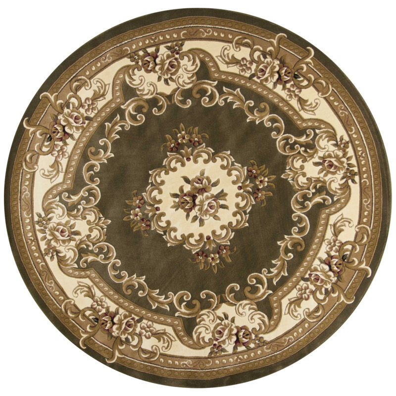 Tapis vert et ivoire Olney, Rond 7 pi