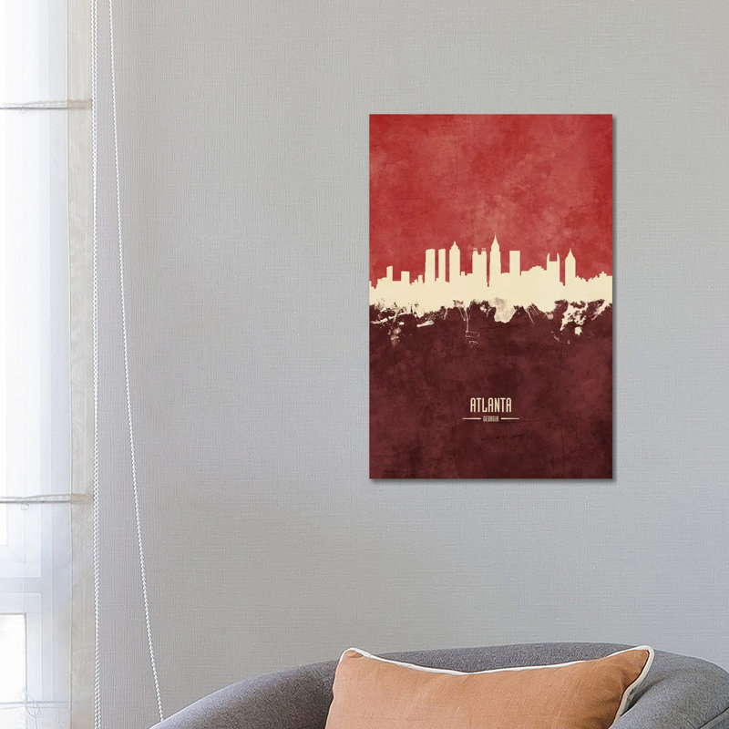 Atlanta Georgia Skyline Burgandy by Michael Tompsett - Wrapped Canvas Print, 66.04 cm H x 45.72 cm W x 3.175 cm D