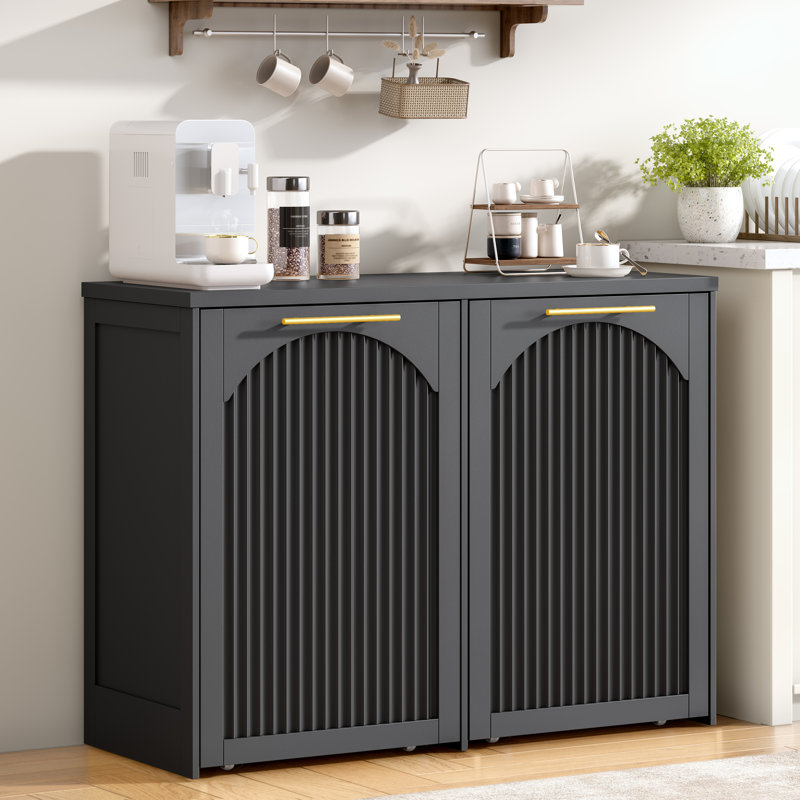 Double 2x13 Gallon Pull-Out Trash Can Cabinet, Black