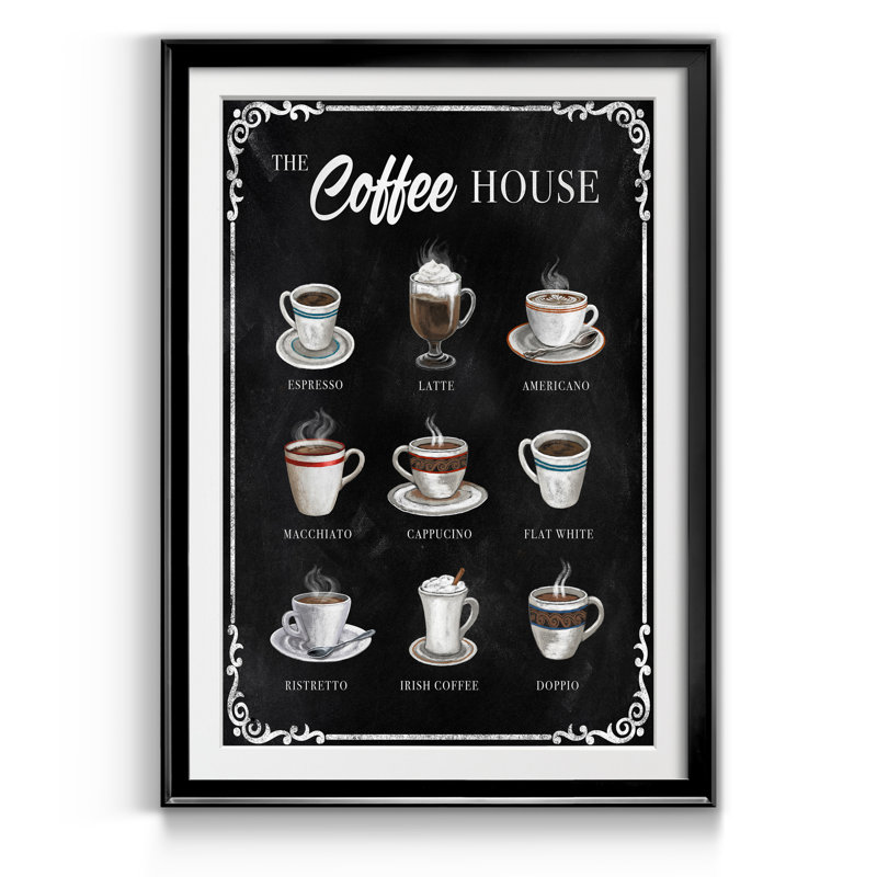 The Coffee House - Reproduction d'art graphique sur papier encadré, H 22,5 po x l 30,5 po x P 1,5 po, Noir