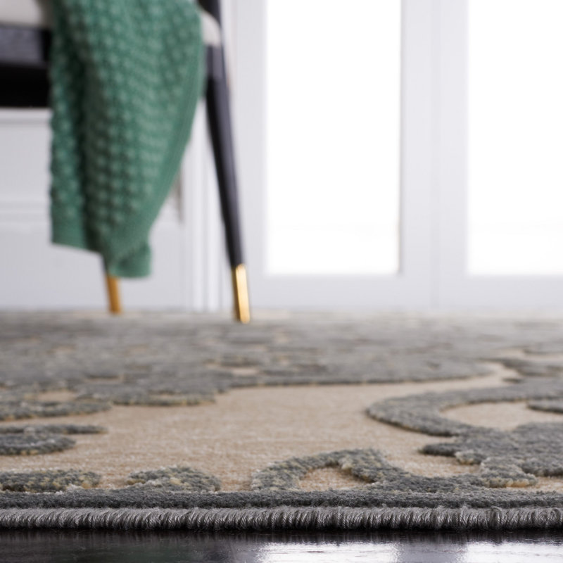 Grey and Multicolor Viscose Chenille Rectangular Area Rug