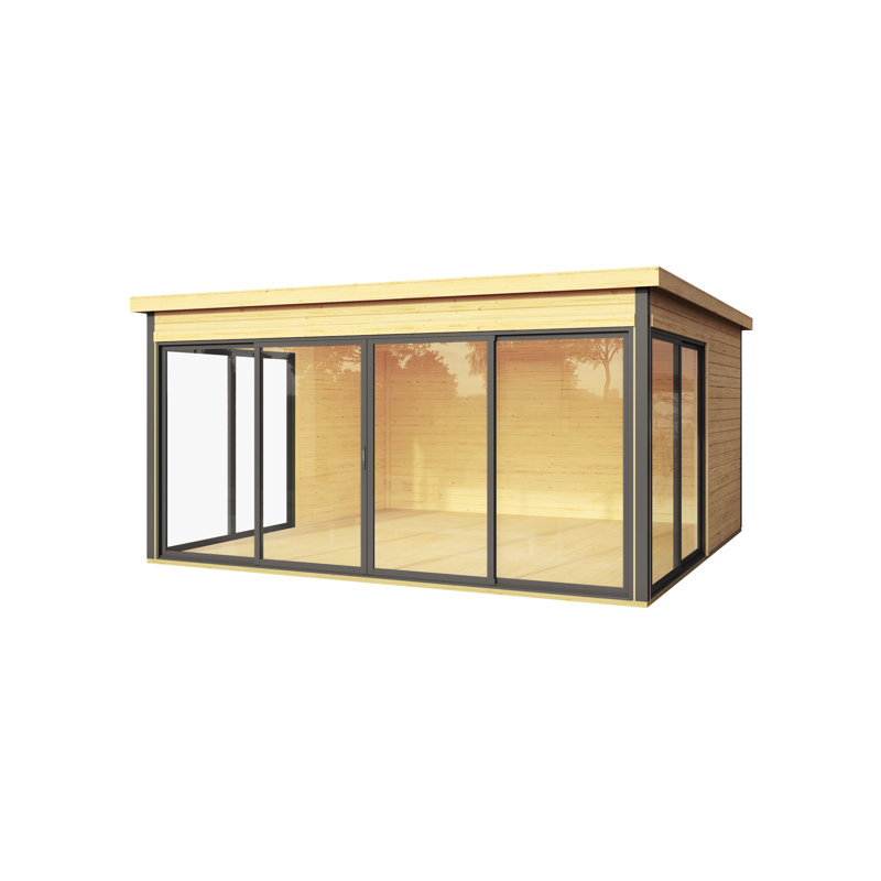 Lasita Domeo 5 - 14 x 14 Ft. Premium Log Cabin With Aluminium Sliding Doors (44mm)