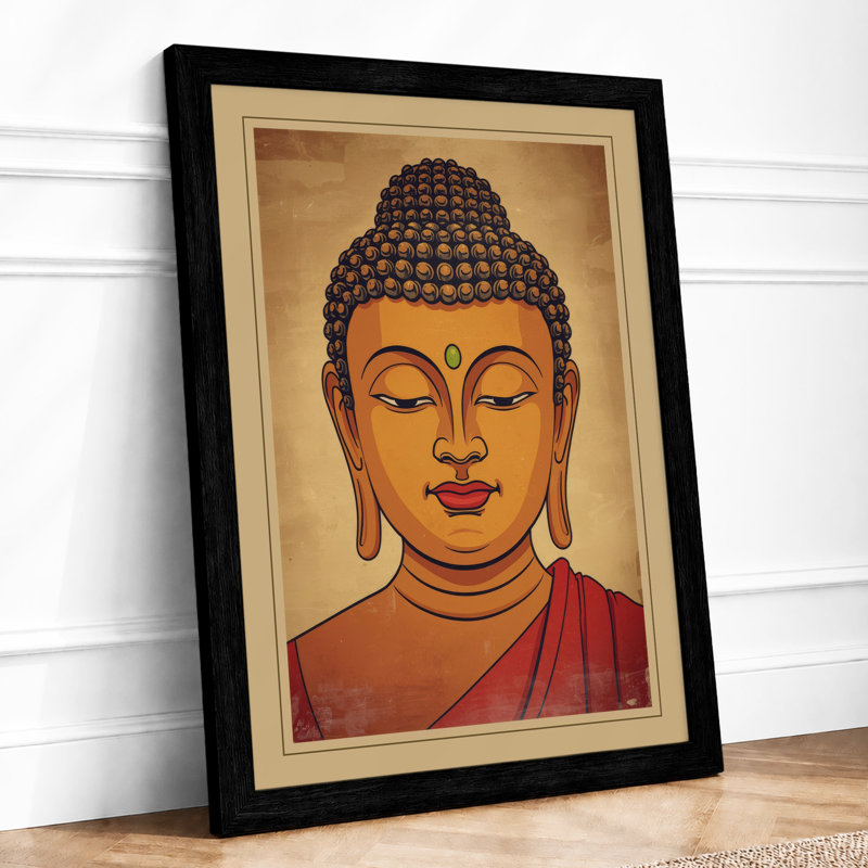 Serene Buddha Japandi - Framed Print, A3 - 42.0 x 29.7 cm, Black