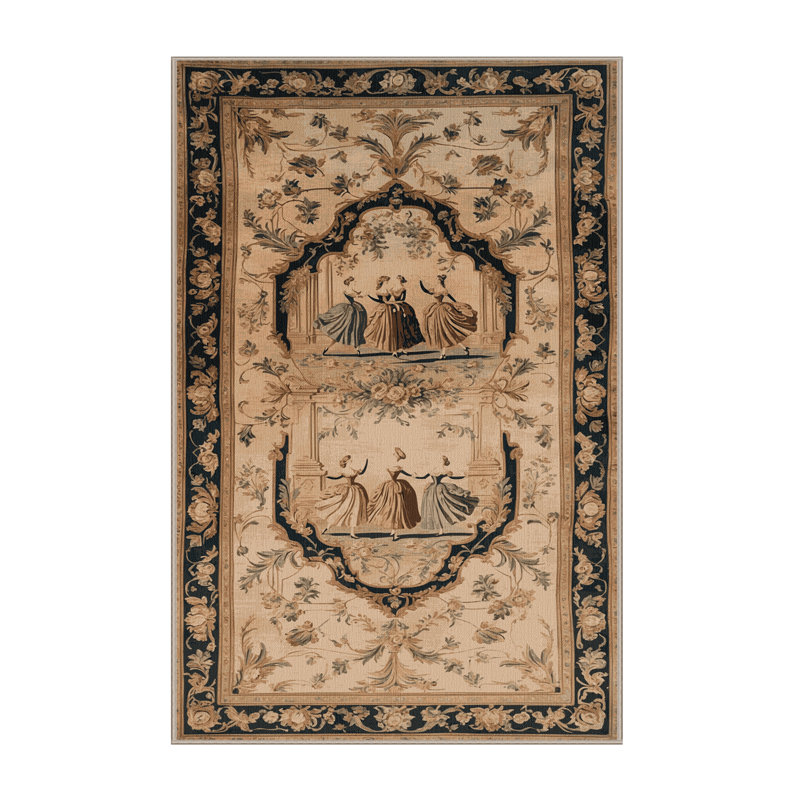 Tapis brun français lavable à la machine, Rectangle 7 pi x 10 pi