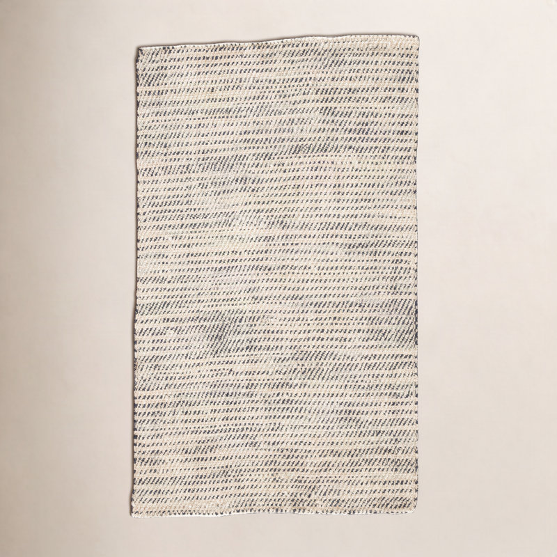 Tapis blanc / noir en jute / sisal fabriqué à la main Owen, Rectangle 8 pi x 10 pi
