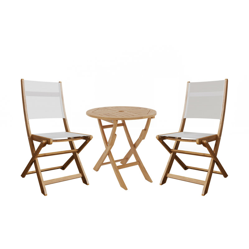Ensemble bistro 3 pièces avec table pliante et chaises Flener, Blanc
