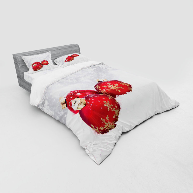 Ensemble de housse de couette moderne et contemporaine en microfibre rouge / blanc