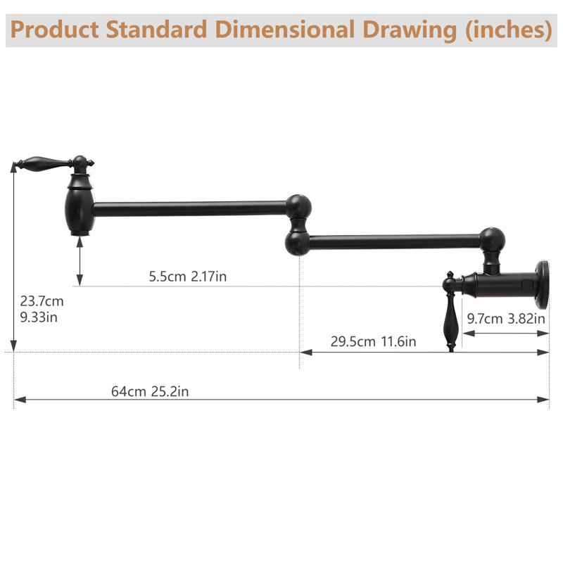 Pot Filler,wall Mount Commercial Pot Filler Faucet,brass Material Kitchen Folding Faucet,coffee Machine Faucet With Stretchable Double Joint Swing Arms,black