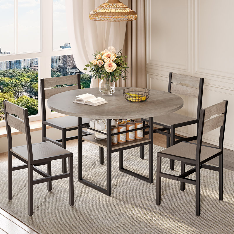 Ensemble de table de salle à manger 5 pièces 39,4 "pour 4 tables de cuisine et chaises, Gray