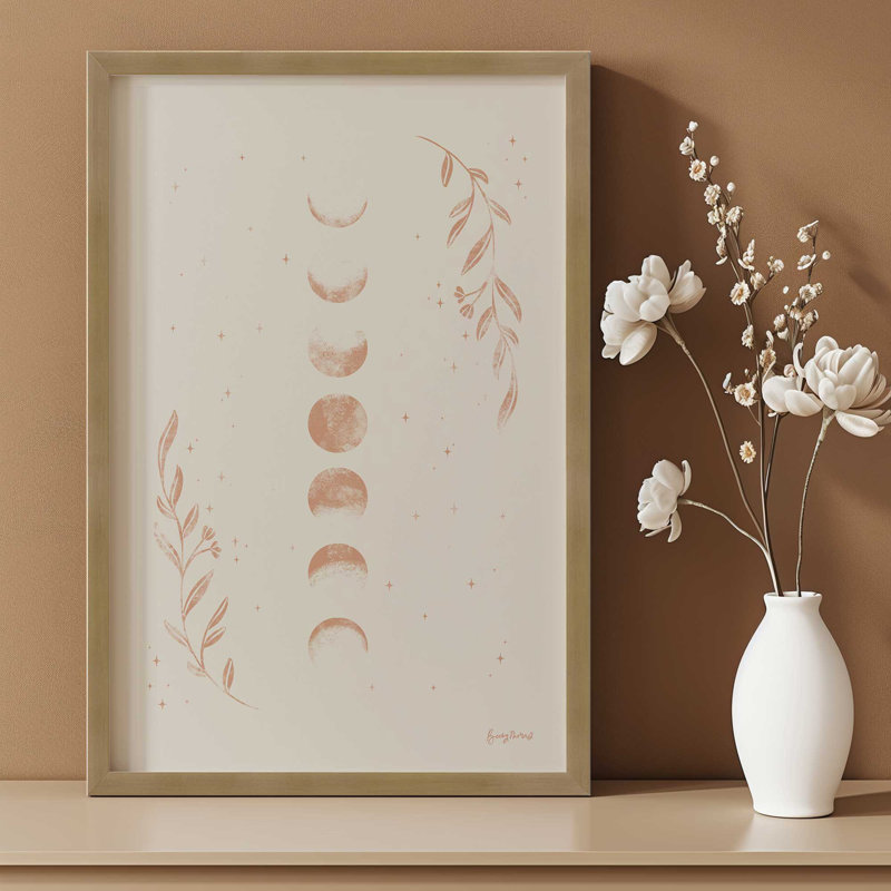 «Lunar Cycle Blossoms», H 15 po x l 12 po, Érable brut encadré