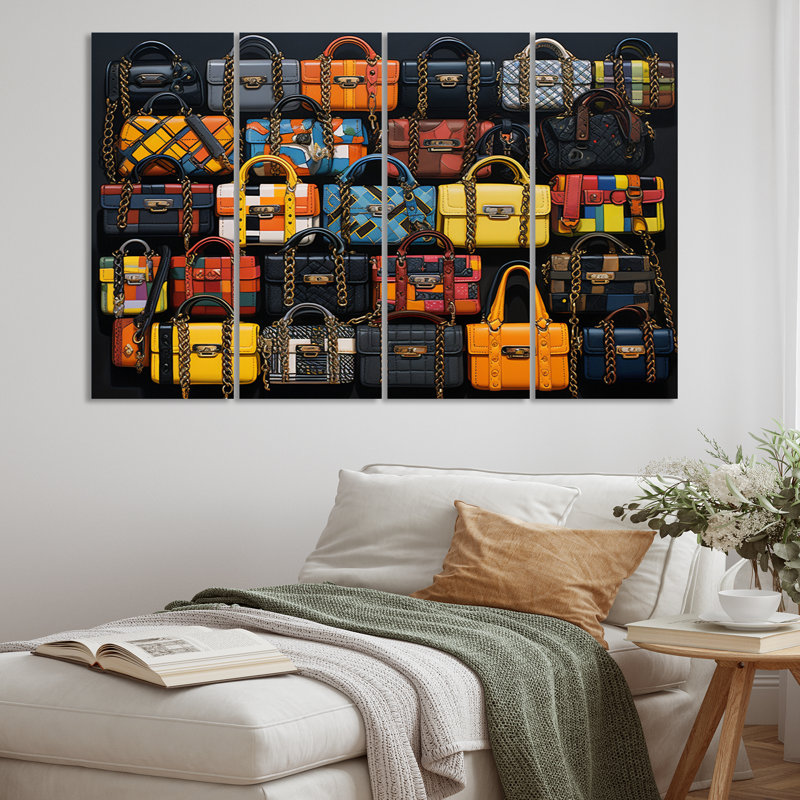 Lumet Popart Designer Bagscollection I - Fashion Wall Art Living Room - 4 Panels