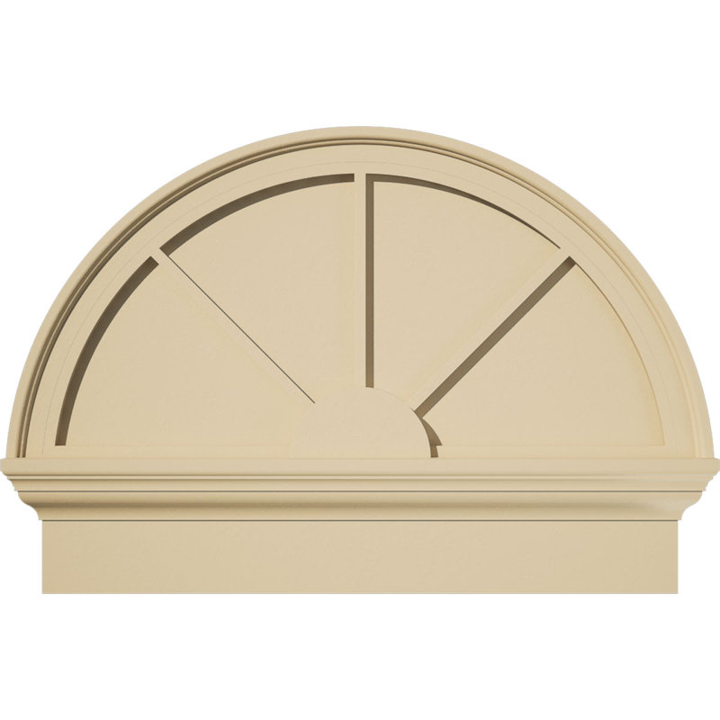 Demi-rond signature fronton en uréthane, brun clair apprêté, 28 po x 20,75 po x 2,75 po, Combinaison, 3 rayons