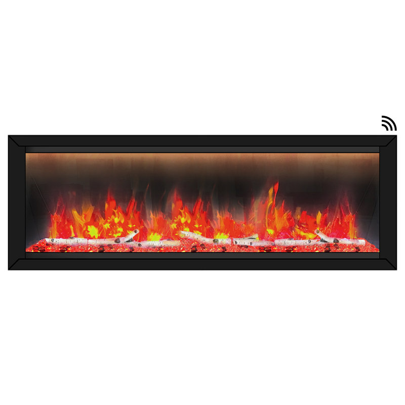 Black Electric Fireplace with 5000 BTU, 20.25" H x 58.5" W x 8.75" D
