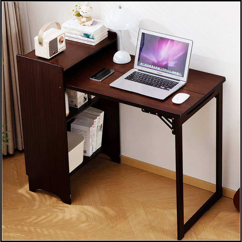 Bureau pliant en bambou, conception pliable pour les petits espaces, bureau d'ordinateur avec rangement caché, style Mid-Century pour le bureau à domicile et la chambre à coucher