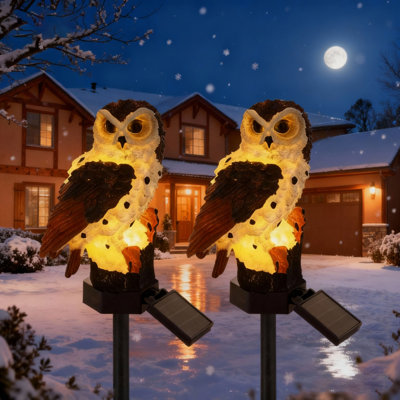 Kashina Solar Powered Owl Garden Decorations Integrated LED Pathway Light Outdoor Waterproof