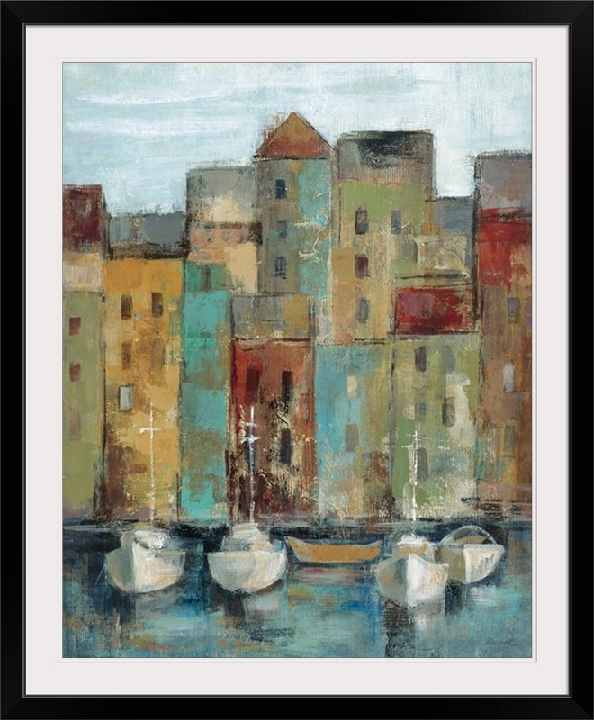 «Old Town Port I» par Silvia Vassileva, reproduction d'art, H 32 po x l 27 po x P 1 po, Cadre noir