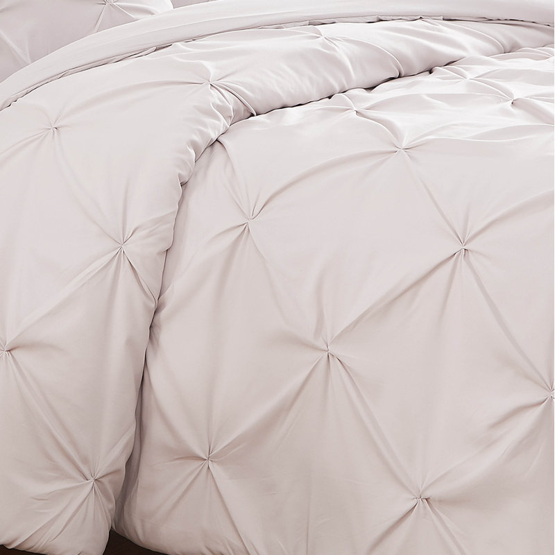 Pinch Pleated, Pintuck Duvet Cover Set with matching shams, King Duvet + 1 Standard Sham, Bone