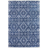 Ikat Area Rug in Blue/Dark Blue/White