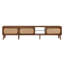 Meuble télé 78 po, console de 70, 79 po, chambre à coucher, centre de divertissement, tablette ouverte, rangement fermé, charnières à fermeture en douceur, poignée à tirer, structure en bois massif, support pour abat-jour couleur noyer