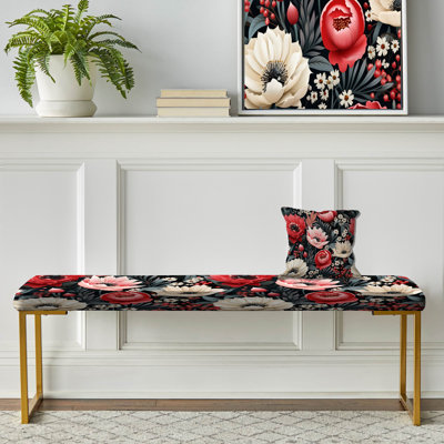 Banc floral rembourré or