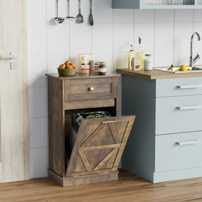 13.2'' W Tilt Out Trash Cabinet,Pet Proof Trash Can, Wood Laundry Cabinet(Not include trash can)