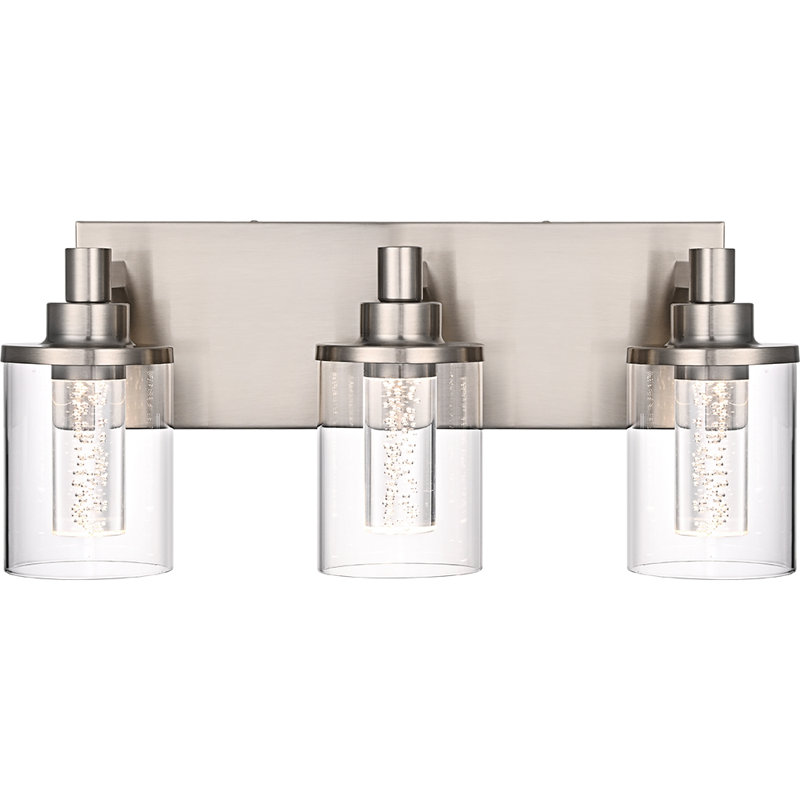 3-Light Vanity Lights, Bathroom Light Fixture, LED Dimmable Modern Wall Lighting Over Mirror With Bubble And Clear Glass Shade For Hallway, Bedroom. (Integrated LED Bulbs Included)