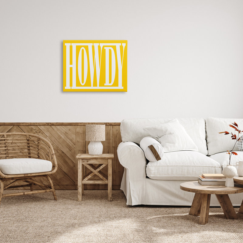 «Howdy Expression On Yellow» par Grace Popp sur toile, H 24 po x l 30 po