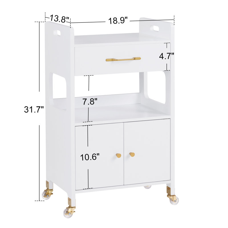 Utility Cart with Lockable Wheels, Trolley with Storage Drawer