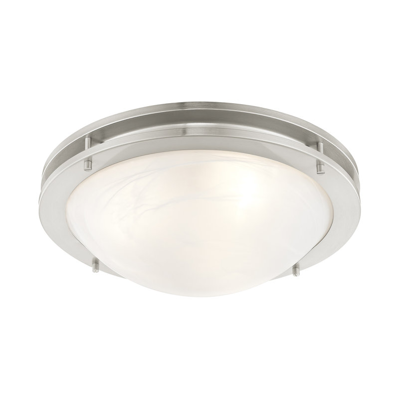 Plafonnier encastré 2 lumières Adrielle, Nickel brossé, H 5 po x l 17 po x P 17 po