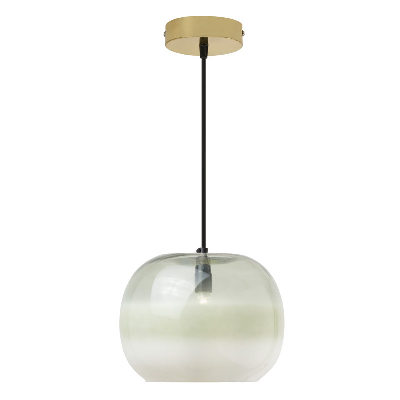 9.8"W Danielle Glam Globe Shade Pendant, Gold, Green