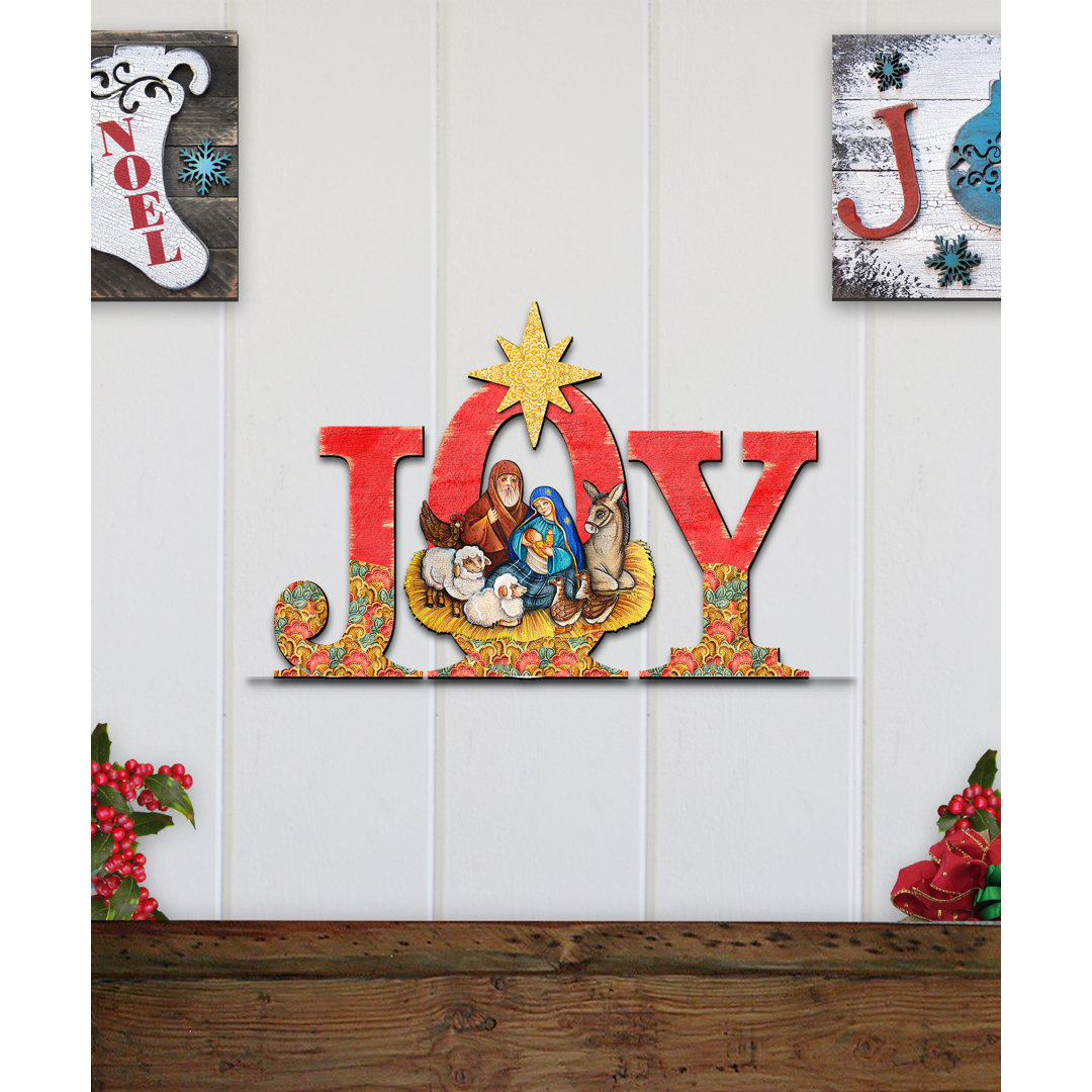 Joy Nativity Wooden Door Hanger by G.Debrekht Designocracy