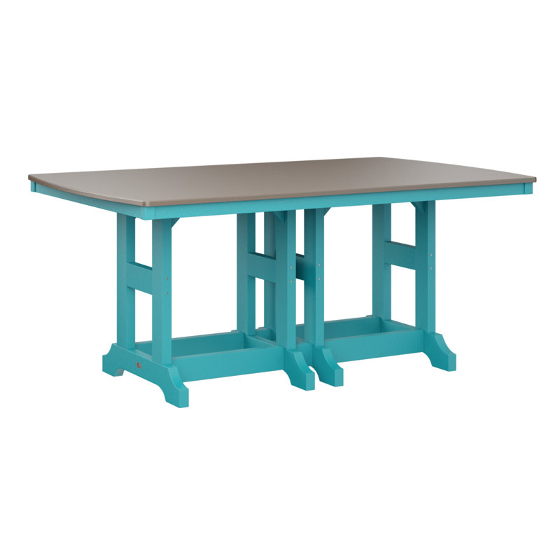 Berlin Gardens Garden Classic Rectangular Bar Table, Hammered Top Bronze, Aruba Blue, 35.5" H x 72" W x 44" D