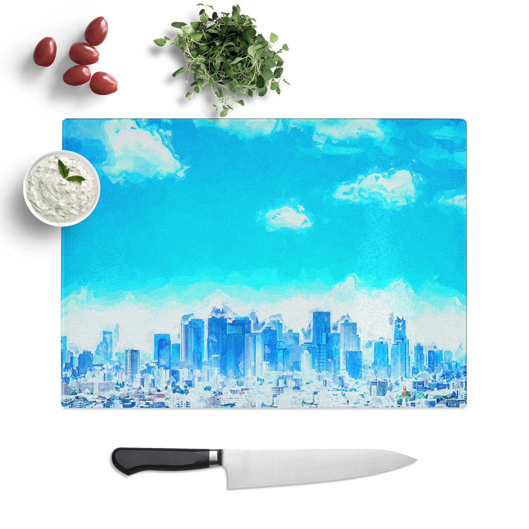 Tempered Glass Tokyo Japan Skyline in Abstract Cutting Board