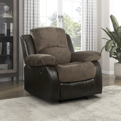 Fauteuil inclinable traditionnel en microfibre texturée et similicuir de 38 po Mccubbin avec structure en bois massif et contreplaqué