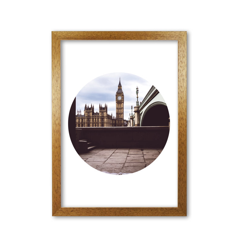 London Big Ben 1 Piece Single Picture Frame Wall Art, 42 cm H x 30 cm W x 5 cm D, Honey Oak Frame