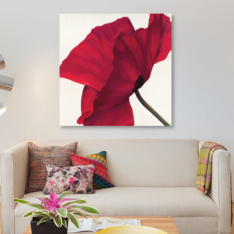 « papaver ii », impression sur toile, H 26 po x l 26 po x P 1,5 po, Pas de tapis, Toile tendue