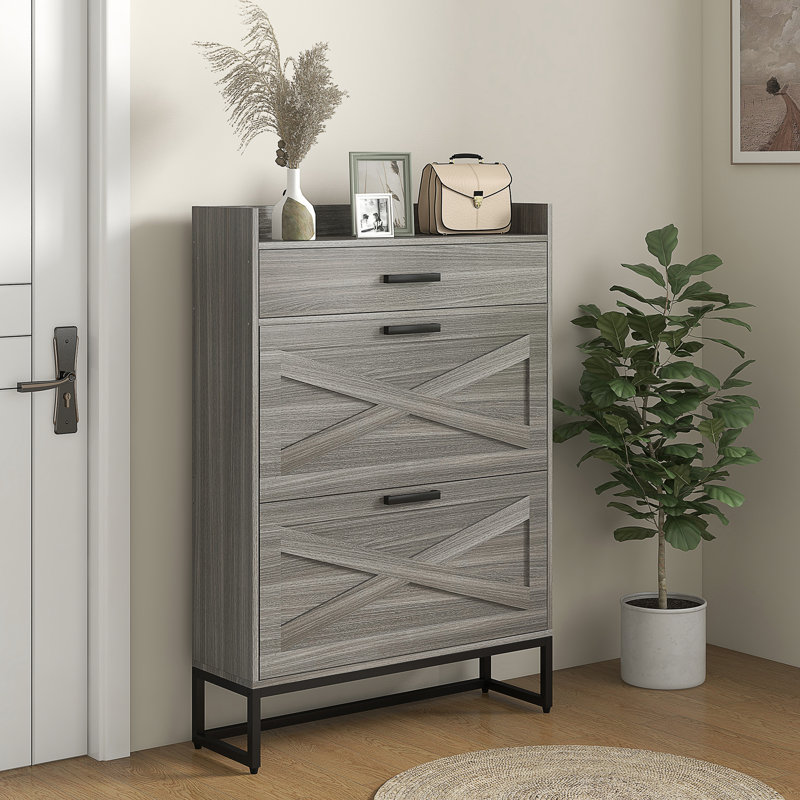 Armoire à chaussures étroite HOMcom, Gris