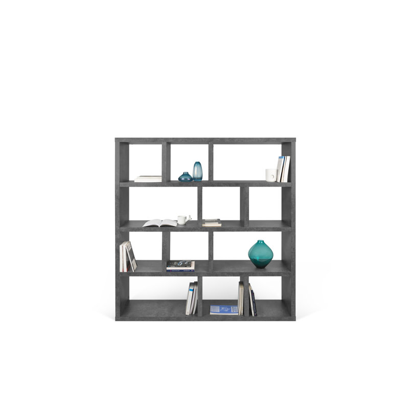 Bibliothèque en bois manufacturé Stetson, Gris béton, (4 tablettes) H 63 po x l 59 po x P 13 po