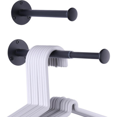 Set of 2 Wall Mount Extendable Stainless Steel Hanger Storage Rods