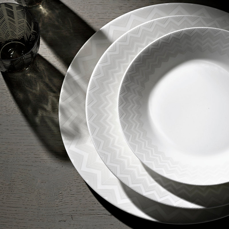 Missoni Bread And Butter Plate Zig Zag White Set 2 Pcs. Diam. 6"