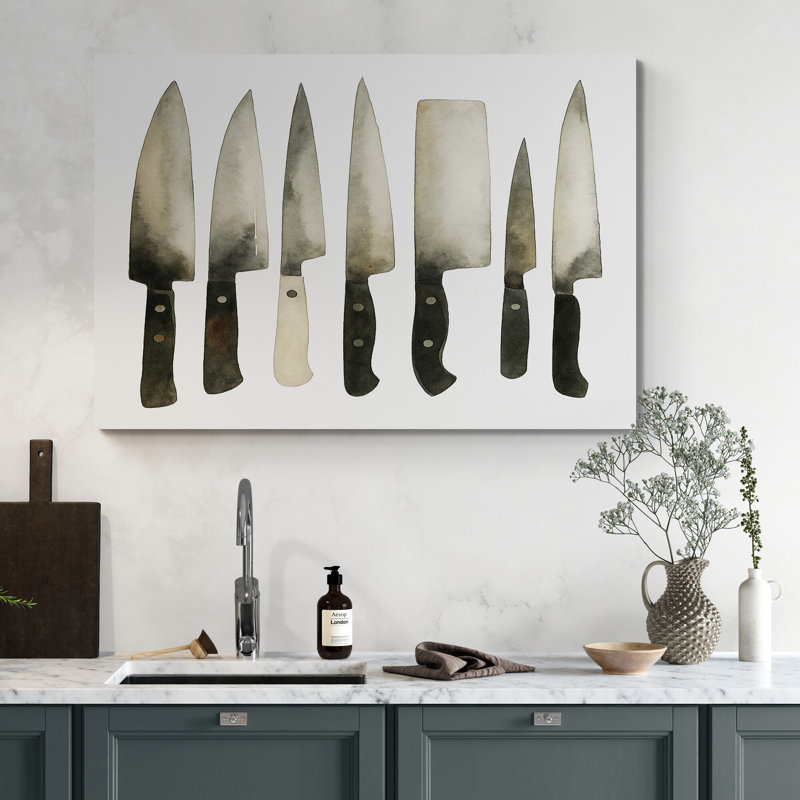 Kitchen Knives Wall Art - Canvas Framed Print, 43" H x 63" W
