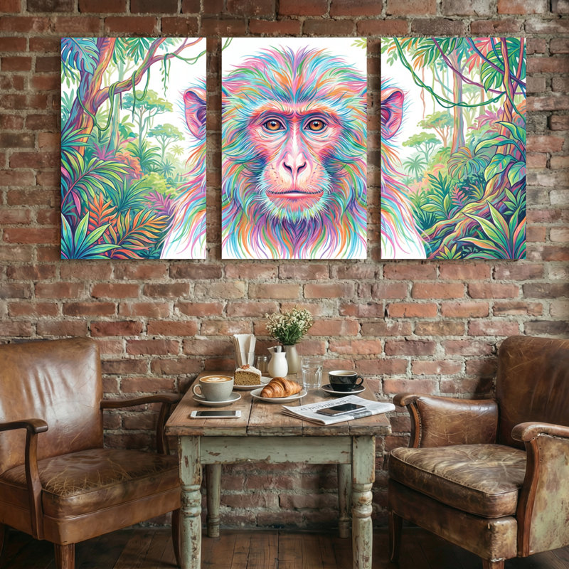 Animaux, ensemble de 3 reproductions d'art sur toile, H 36 po x l 72 po