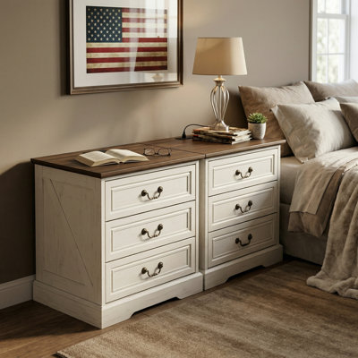 3 Drawer Nightstand 2 Set